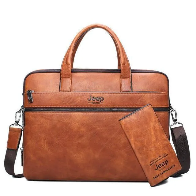 Herren Aktentasche Taschen für 14" Laptop Mann Business Tasche 2er Set Handtaschen Hochwertiges Leder Büro Schultertaschen Tote