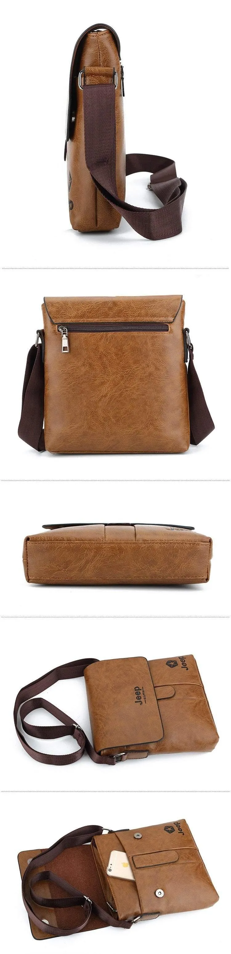 PU-Leder Herren Umhängetasche mit festem Bezug Herren Leder Messenger Bag Herren Umhängetasche für modische Herrentaschen