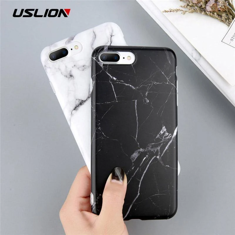 USLION Marble Case For iPhone 7 6 Silicone Case For iPhone X Glossy Stone Image Phone Back Cover For iPhone 8 7 6S Plus TPU Case