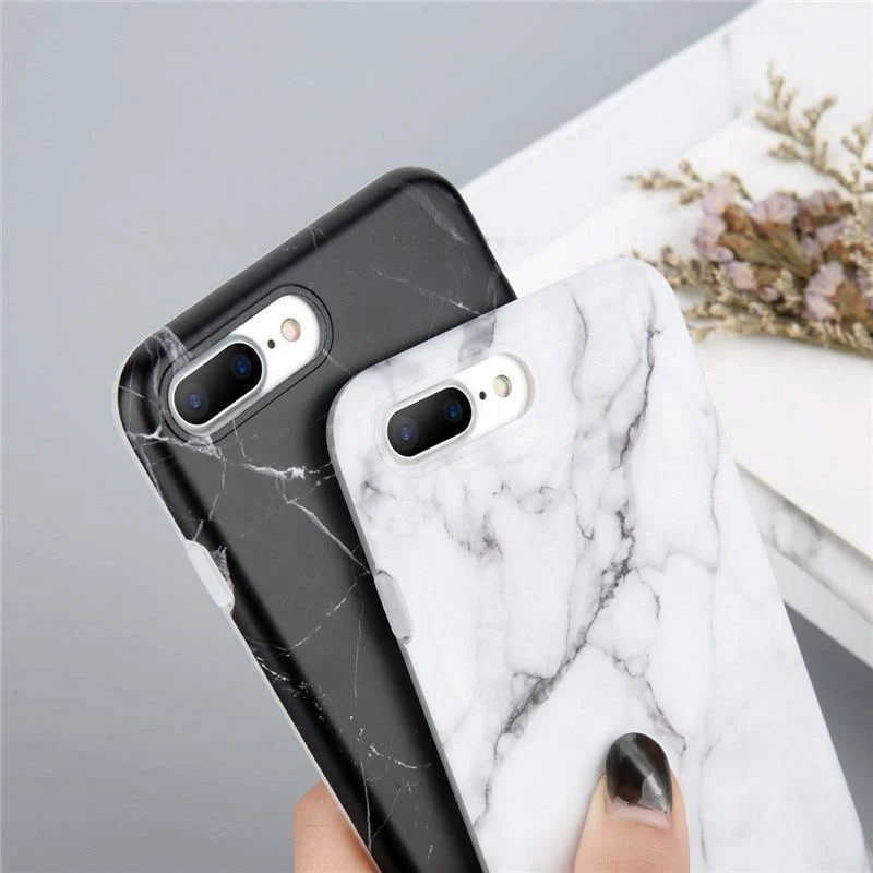 USLION Marble Case For iPhone 7 6 Silicone Case For iPhone X Glossy Stone Image Phone Back Cover For iPhone 8 7 6S Plus TPU Case