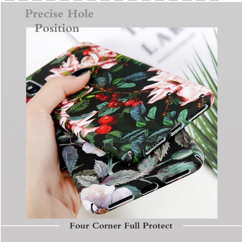 USLION Case For iPhone XR XS Max X 8 7 Plus Flower Leaves Phone Cases for iPhone 7 6 6s Plus 5 5s SE Hard PC Full Back Cover