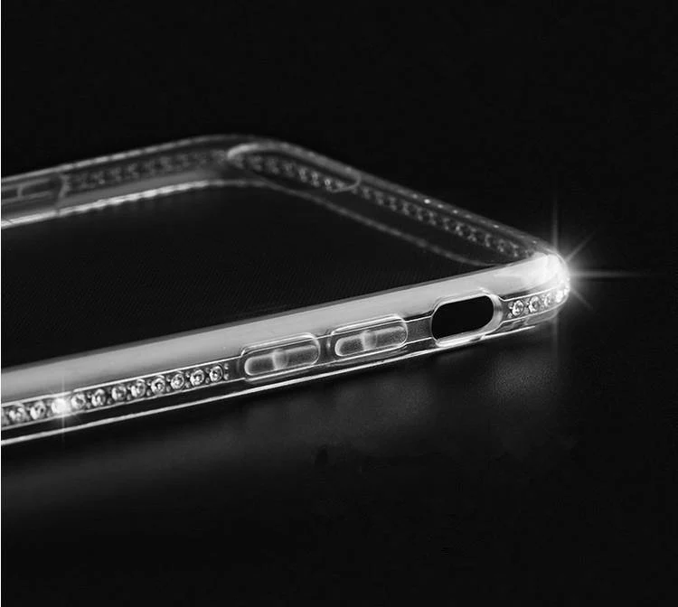 USLION Diamond Bling Transparent Phone Case Cover for iPhone 6 6S 8 7 Plus Soft TPU Clear Cover For iPhone X XR XS Max 5 5s SE
