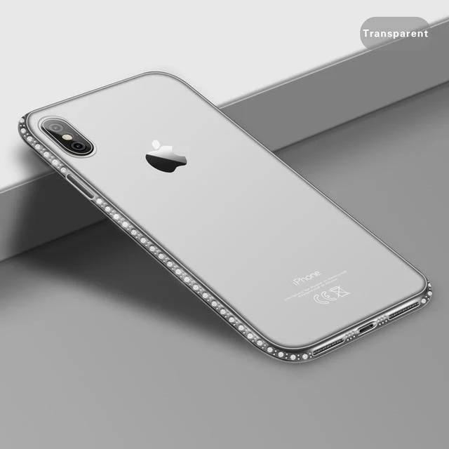 USLION Diamond Bling Transparent Phone Case Cover for iPhone 6 6S 8 7 Plus Soft TPU Clear Cover For iPhone X XR XS Max 5 5s SE