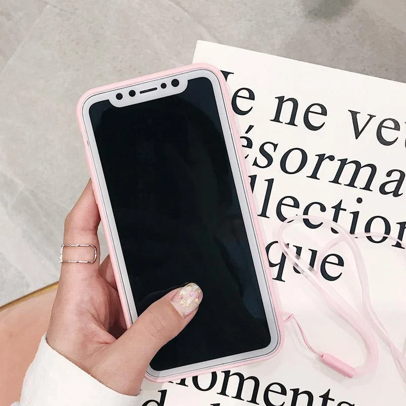 USLION 3D Love Heart Phone Case For iPhone X XS Max XR Cartoon Cases For iPhone 7 8 6 6S Plus Soft TPU Back Cover With Lanyard
