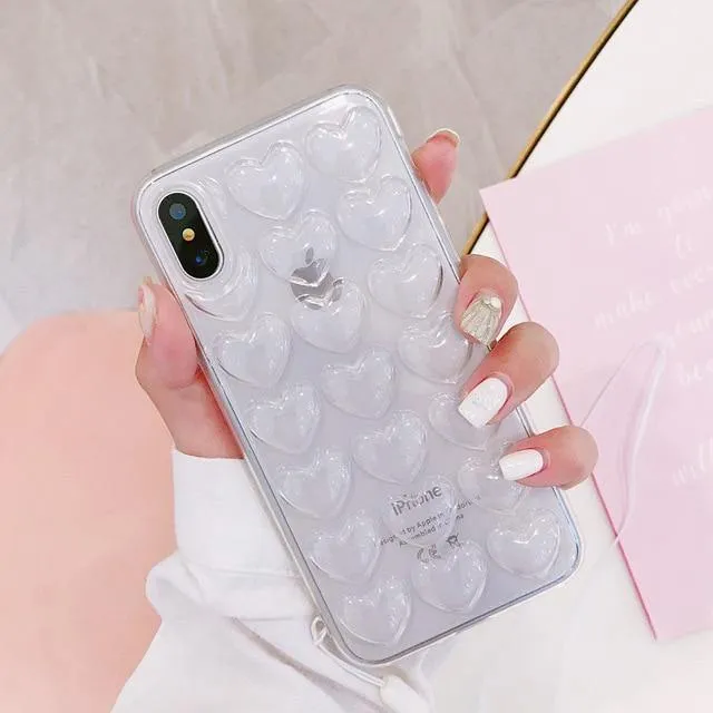 USLION 3D Love Heart Phone Case For iPhone X XS Max XR Cartoon Cases For iPhone 7 8 6 6S Plus Soft TPU Back Cover With Lanyard