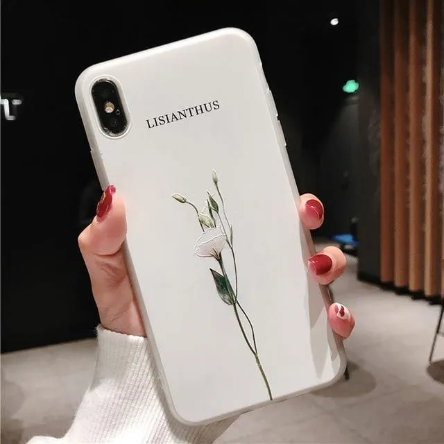 USLION Green Leaves Case For iPhone Xs XR XS Max X 3D Relief Flower Leaf Phone Cover For iPhone 6 6s 7 8 Plus TPU Silicon Cases