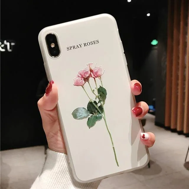 USLION Green Leaves Case For iPhone Xs XR XS Max X 3D Relief Flower Leaf Phone Cover For iPhone 6 6s 7 8 Plus TPU Silicon Cases