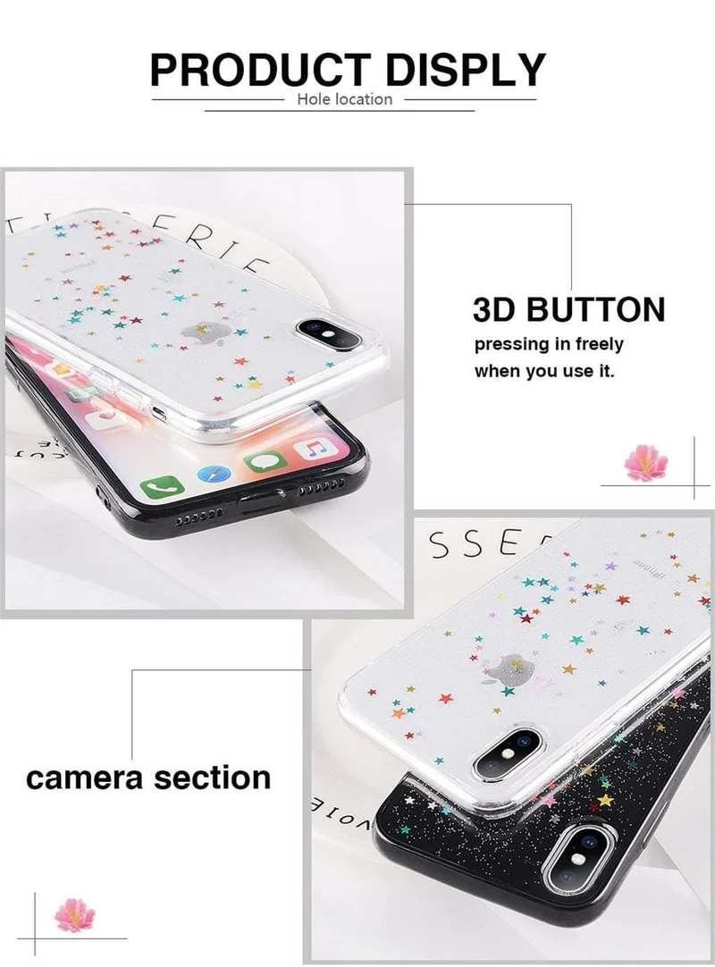 USLION Bling Powder Phone Case For iPhone X Glitter Stras TPU Silicone Back Cover For iPhone 7 8 6 6S Plus Clear Shell Cases