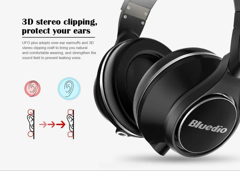 Bluedio UFO PLUS High-End Kabellose Bluetooth-Kopfhörer PPS12-Treiber Kopfbügel mit Mikrofon für Telefone