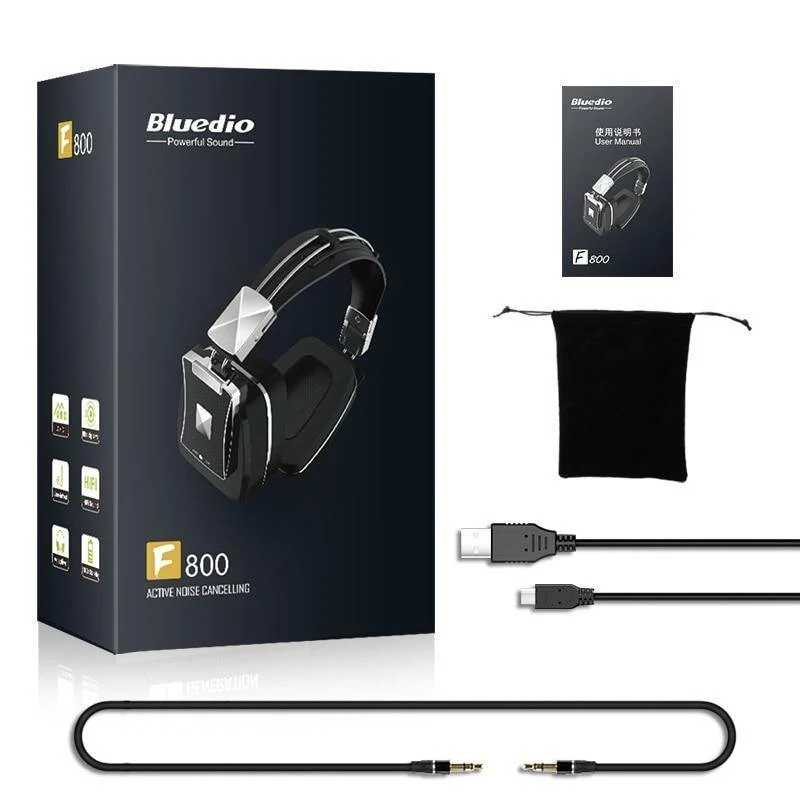 Bluedio F800 Active Noise Cancelling Kabellose Bluetooth-Kopfhörer Junior ANC Edition rund um das Ohr Headset schwarz