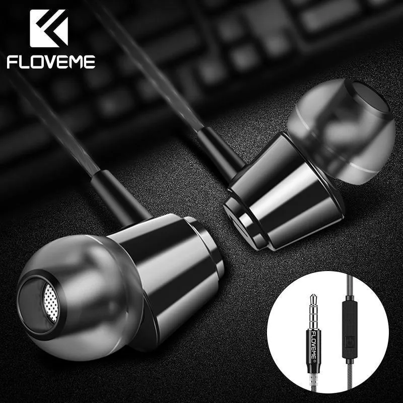 FLOVEME 3.5mm Bass Kopfhörer Für Xiaomi Samsung In-Ohr Sport Kopfhörer Mit Mic Für iPhone Headset Fone De Ouvido auriculares MP3