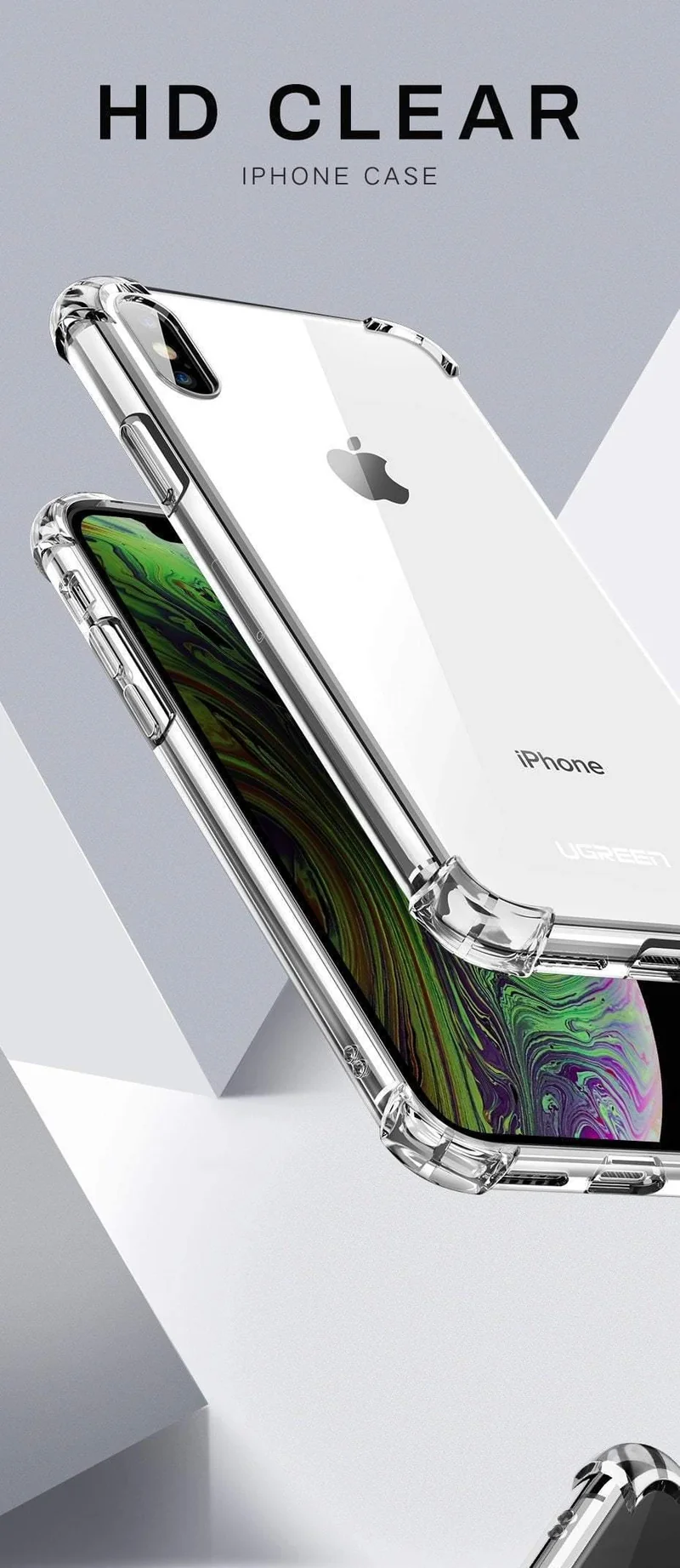 Ugreen Hülle für iPhone 7 8 Plus Hülle stoßfeste Rückseite für iPhone X Xs Max Handyhülle HD Clear Schutzhülle für iPhone 7 Hülle
