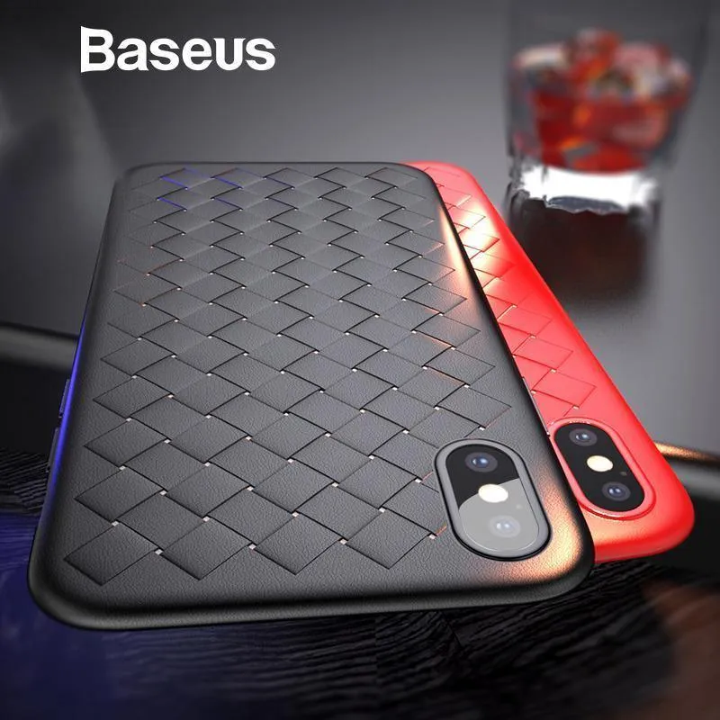 Baseus Luxury Grid Pattern Hülle für iPhone X Ultra Thin Soft Silikon Schutzhülle für iPhoneX Matte Coque Funda