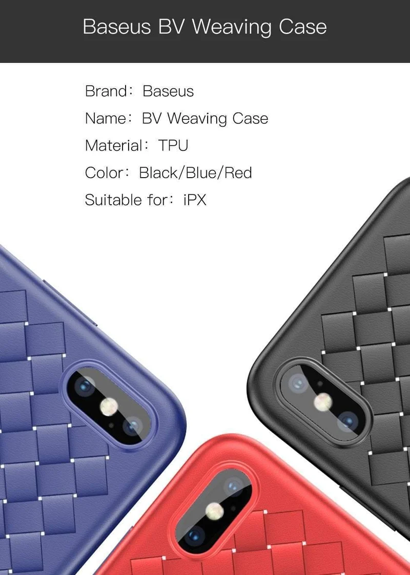 Baseus Luxury Grid Pattern Hülle für iPhone X Ultra Thin Soft Silikon Schutzhülle für iPhoneX Matte Coque Funda