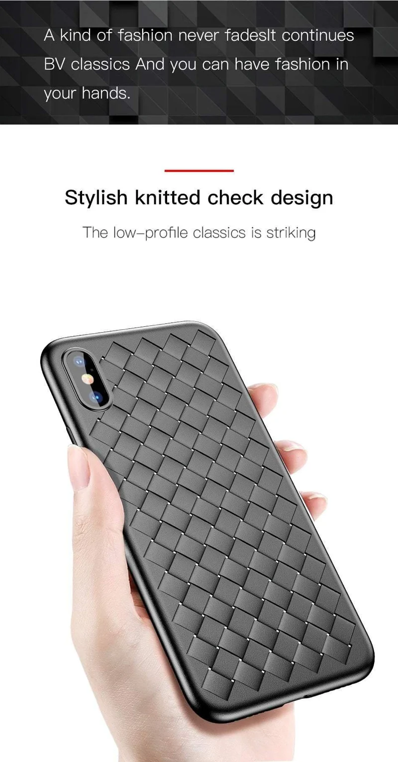 Baseus Luxury Grid Pattern Hülle für iPhone X Ultra Thin Soft Silikon Schutzhülle für iPhoneX Matte Coque Funda