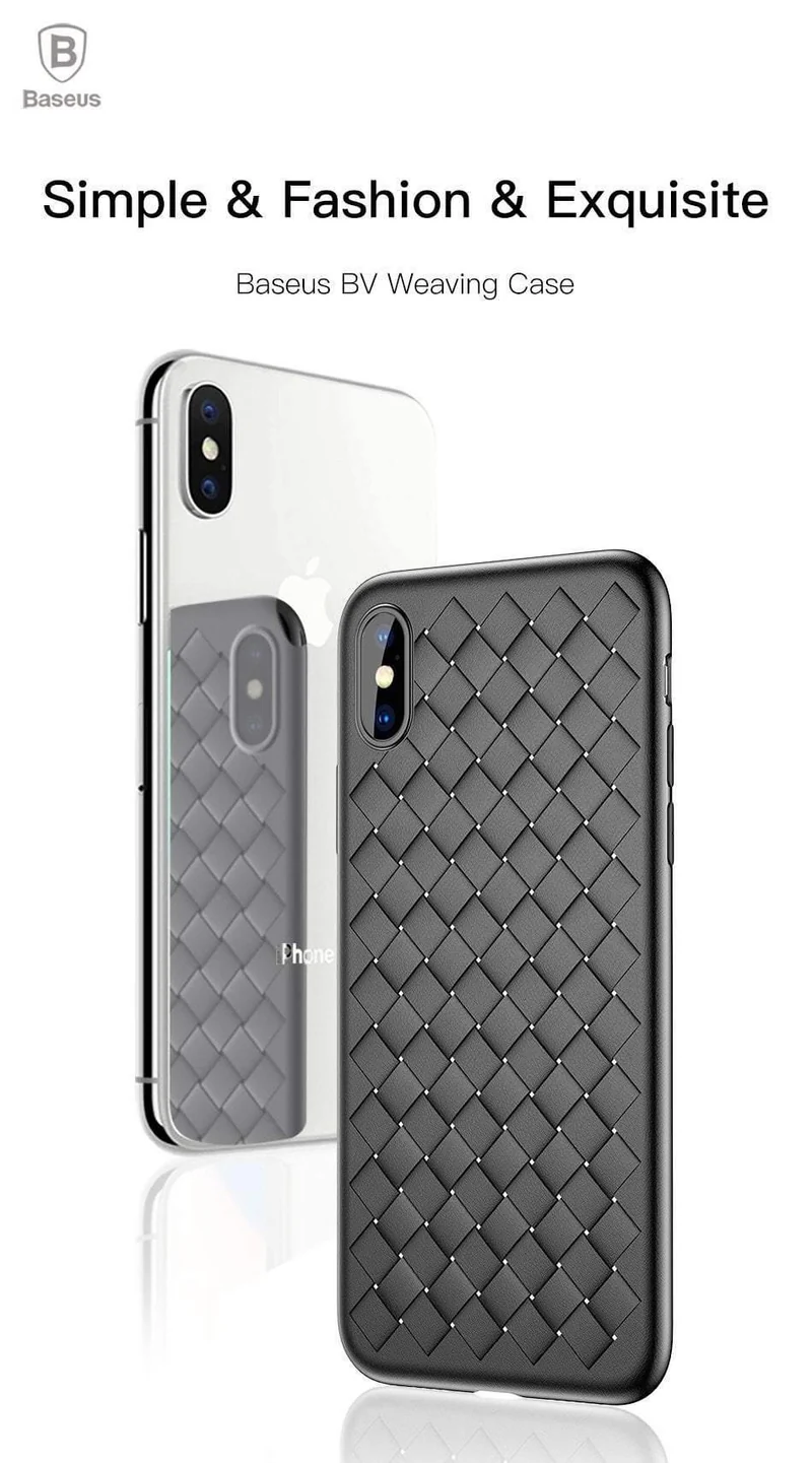 Baseus Luxury Grid Pattern Hülle für iPhone X Ultra Thin Soft Silikon Schutzhülle für iPhoneX Matte Coque Funda