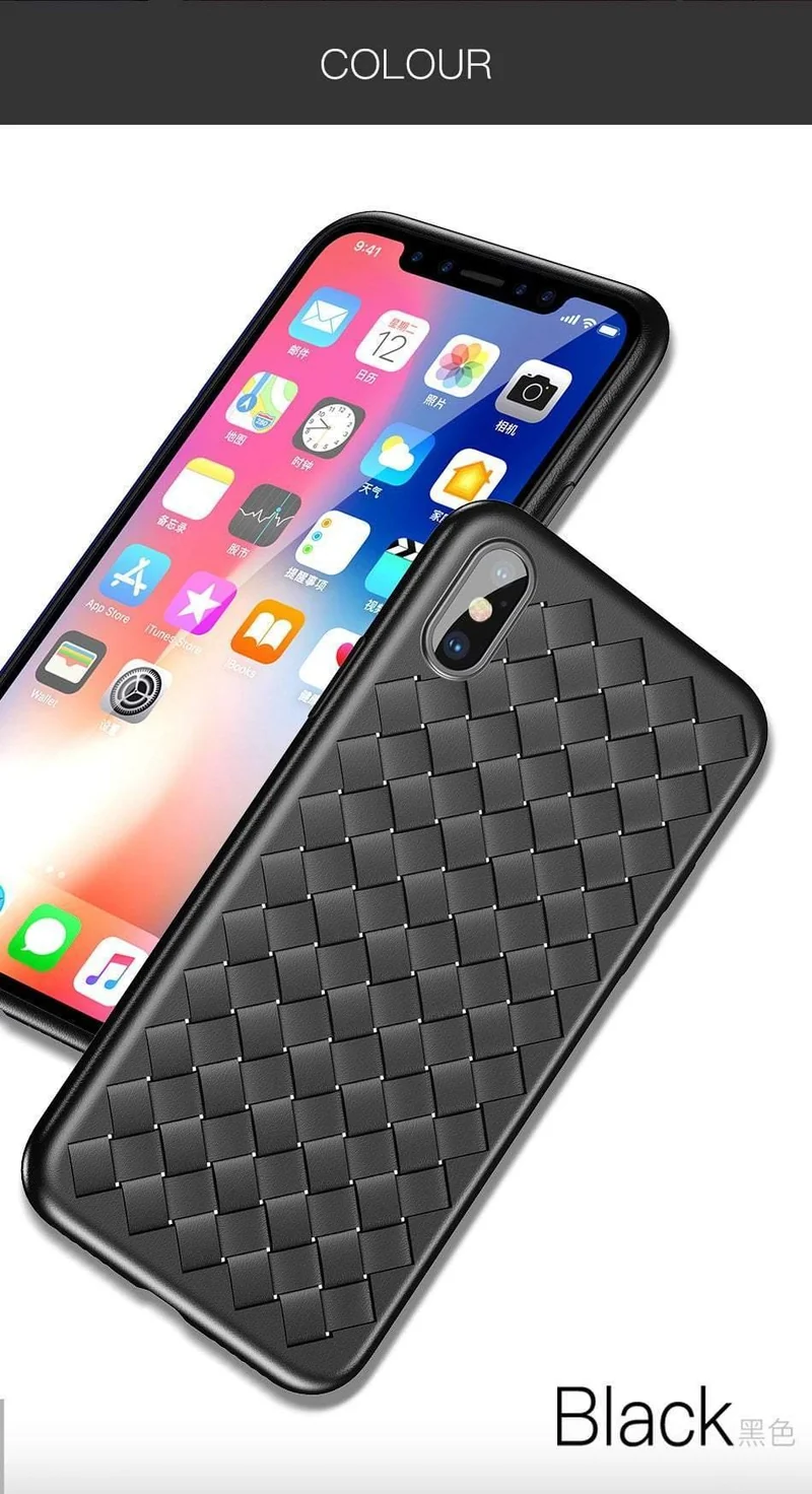Baseus Luxury Grid Pattern Hülle für iPhone X Ultra Thin Soft Silikon Schutzhülle für iPhoneX Matte Coque Funda