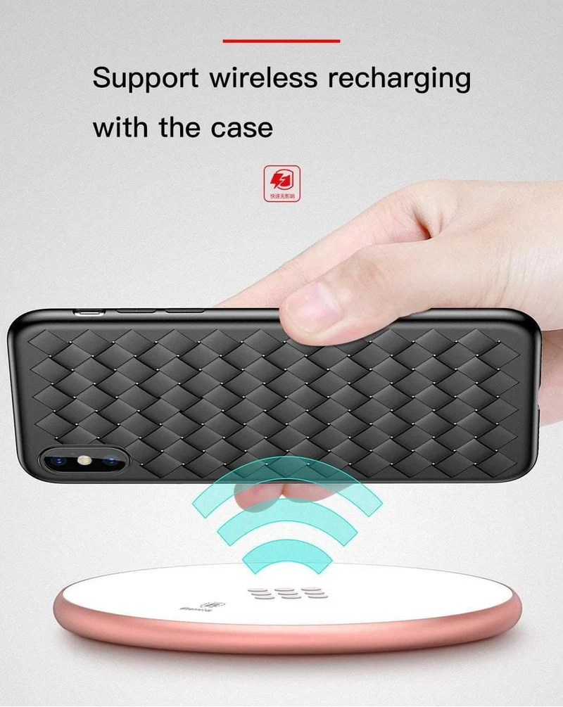 Baseus Luxury Grid Pattern Hülle für iPhone X Ultra Thin Soft Silikon Schutzhülle für iPhoneX Matte Coque Funda