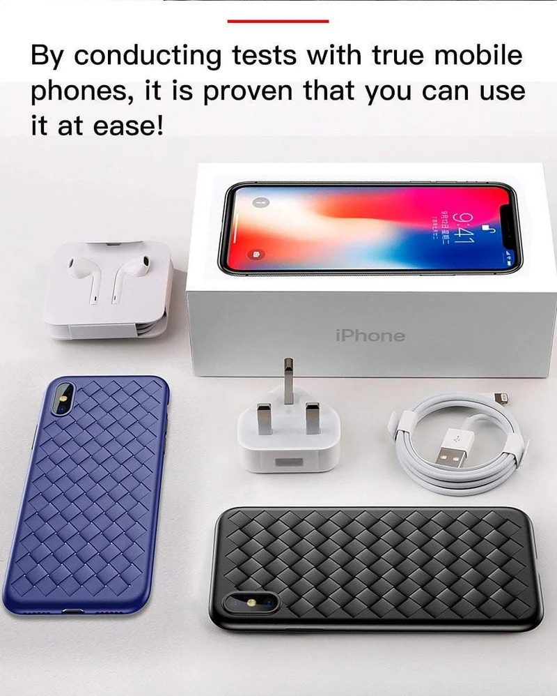 Baseus Luxury Grid Pattern Hülle für iPhone X Ultra Thin Soft Silikon Schutzhülle für iPhoneX Matte Coque Funda