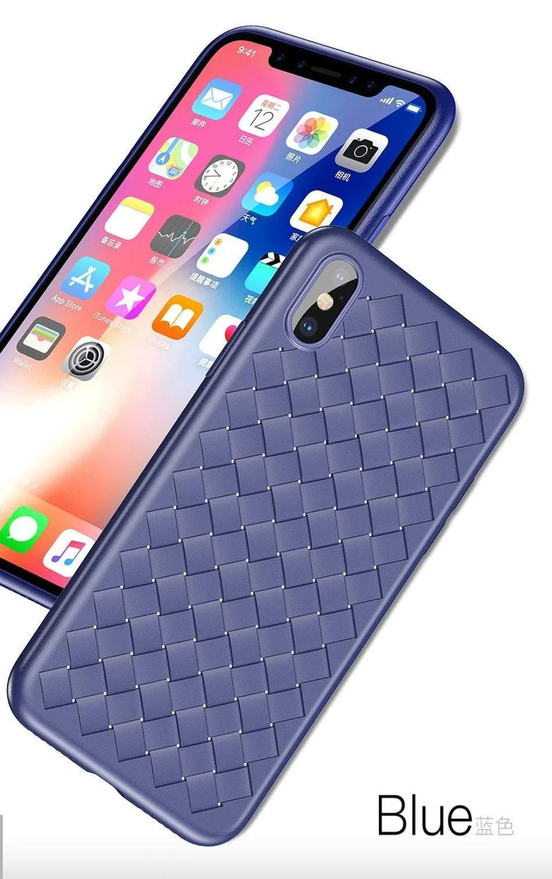 Baseus Luxury Grid Pattern Hülle für iPhone X Ultra Thin Soft Silikon Schutzhülle für iPhoneX Matte Coque Funda