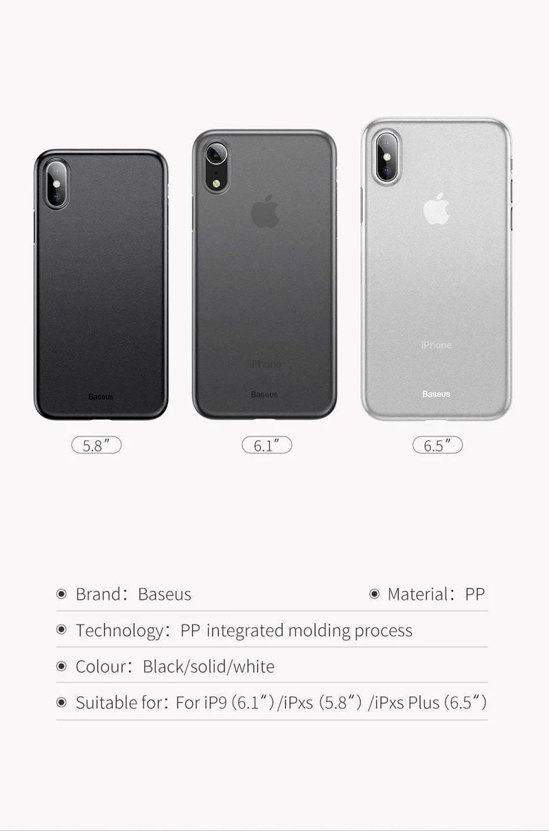 Baseus Super Super Thin Wing Hülle Für iPhone Xs Xs Max XR 2018 Hüllen Hard PP Back Phone Zubehör Für iPhone Xs Xs Max Cover