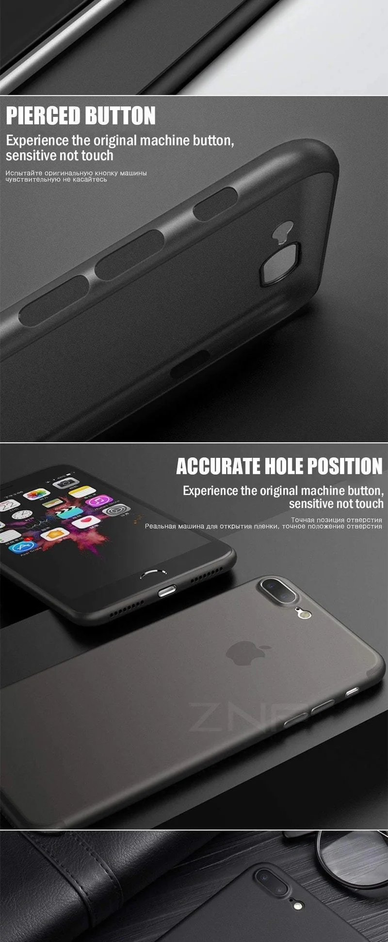 ZNP Ultra Thin Matte Phone Case For iPhone 6 6s 7 8 Plus 0.26mm Slim Full Cover Cases For iPhone X 8 7 Plus 6 6s Case Shell P30