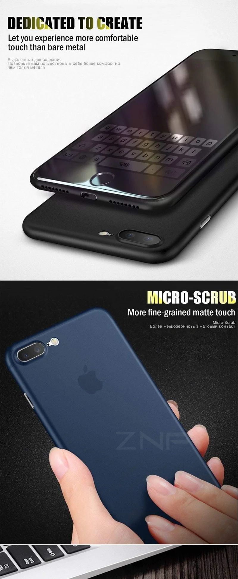 ZNP Ultra Thin Matte Phone Case For iPhone 6 6s 7 8 Plus 0.26mm Slim Full Cover Cases For iPhone X 8 7 Plus 6 6s Case Shell P30