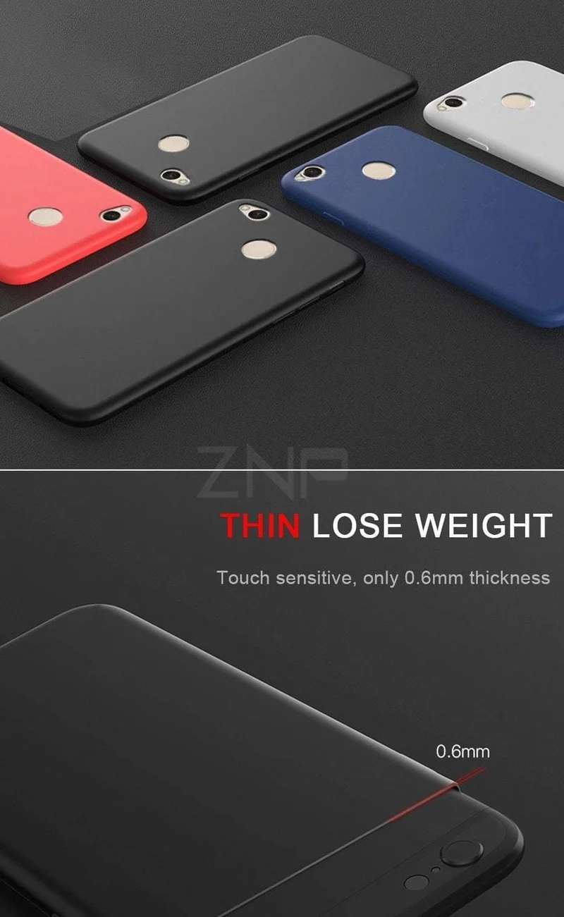 ZNP Ultra Thin Silicone Phone Case For Xiaomi Redmi Note 5 5A Redmi 5 Plus S2 Matte Cover Case For Redmi 4X 5A 6A 6 Pro S2 Case