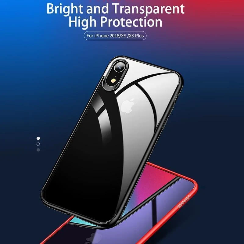 Newest USAMS Mobile Phone Case For iPhone XR XS XS MAX Case Cover Full Protective TPU PC Transparent Back Shell for iPhone Apple