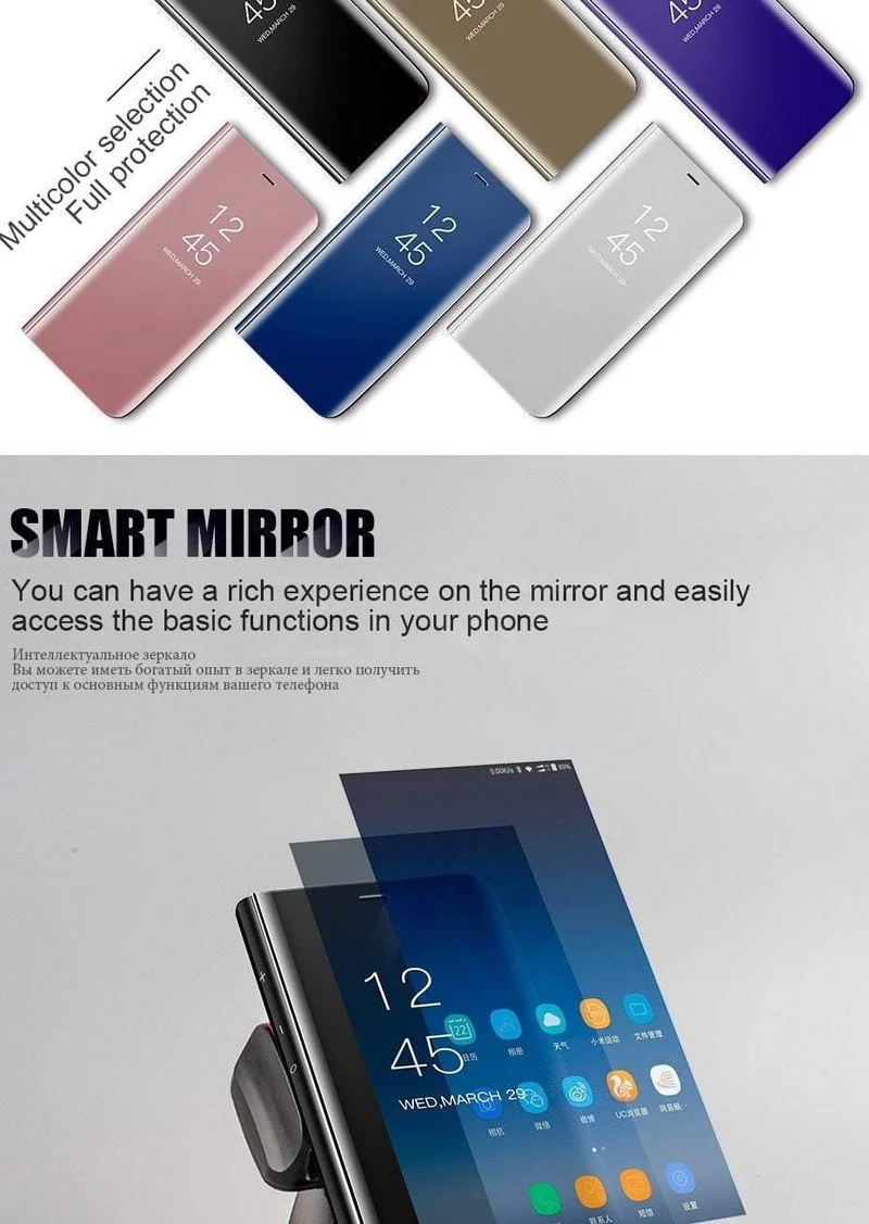 ZNP Smart Mirror Flip-Telefonhülle für Samsung Galaxy S9 S8 S7 S6 Edge Plus A3 A5 A7 J3 J5 J7 2017 Standabdeckung für Note 8 A8-Hüllen