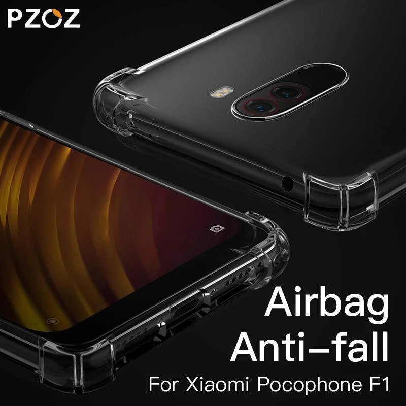 PZOZ Für Xiaomi Pocophone F1 Fall Stoßfest Telefon Schutz Shell Abdeckung TPU Soft Clear Schutz Tasche Für Xiaomi F1 PocophoneF1