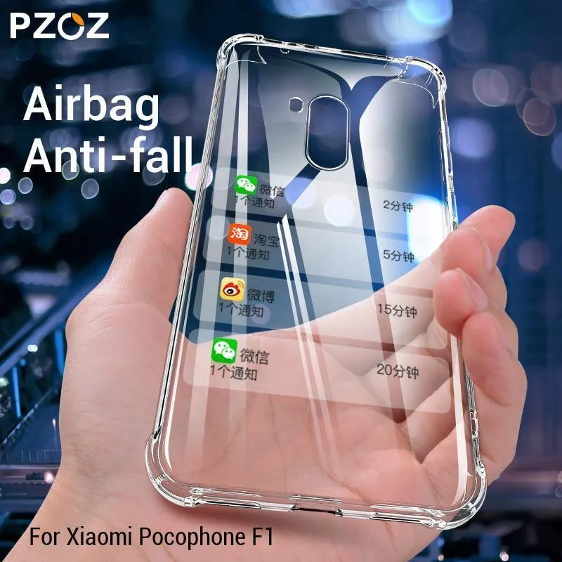 PZOZ Für Xiaomi Pocophone F1 Fall Stoßfest Telefon Schutz Shell Abdeckung TPU Soft Clear Schutz Tasche Für Xiaomi F1 PocophoneF1