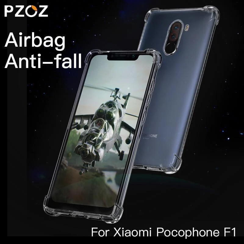 PZOZ Für Xiaomi Pocophone F1 Fall Stoßfest Telefon Schutz Shell Abdeckung TPU Soft Clear Schutz Tasche Für Xiaomi F1 PocophoneF1