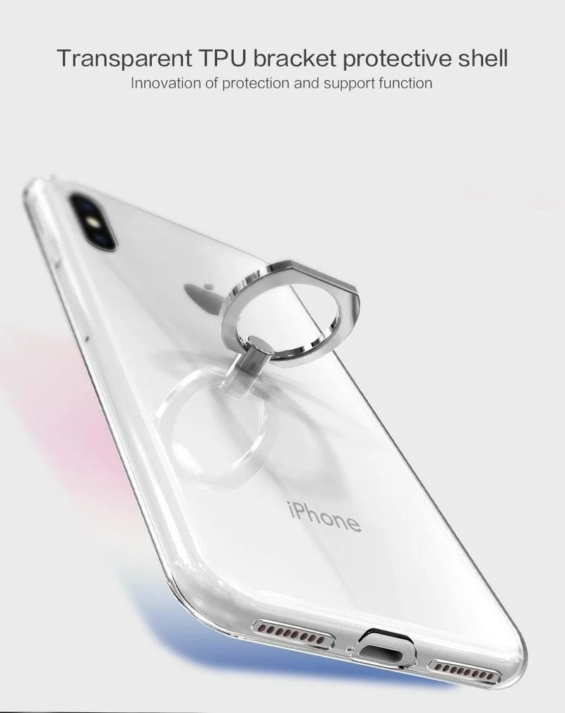 PZOZ Ringhalterhülle für iPhone X 6 6s 7 8 Plus 7P 8P Luxus-Silikon-Mobiltelefon-Schutzhülle Weiche TPU-Rückseiten-Abdeckungsschale
