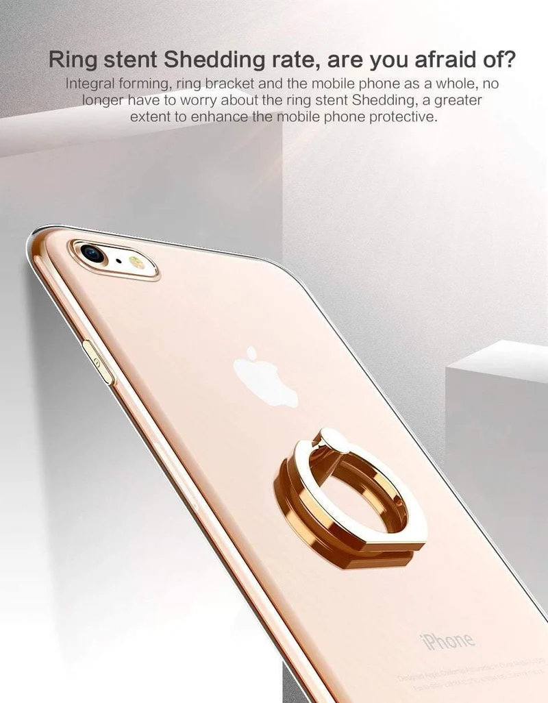 PZOZ Ringhalterhülle für iPhone X 6 6s 7 8 Plus 7P 8P Luxus-Silikon-Mobiltelefon-Schutzhülle Weiche TPU-Rückseiten-Abdeckungsschale