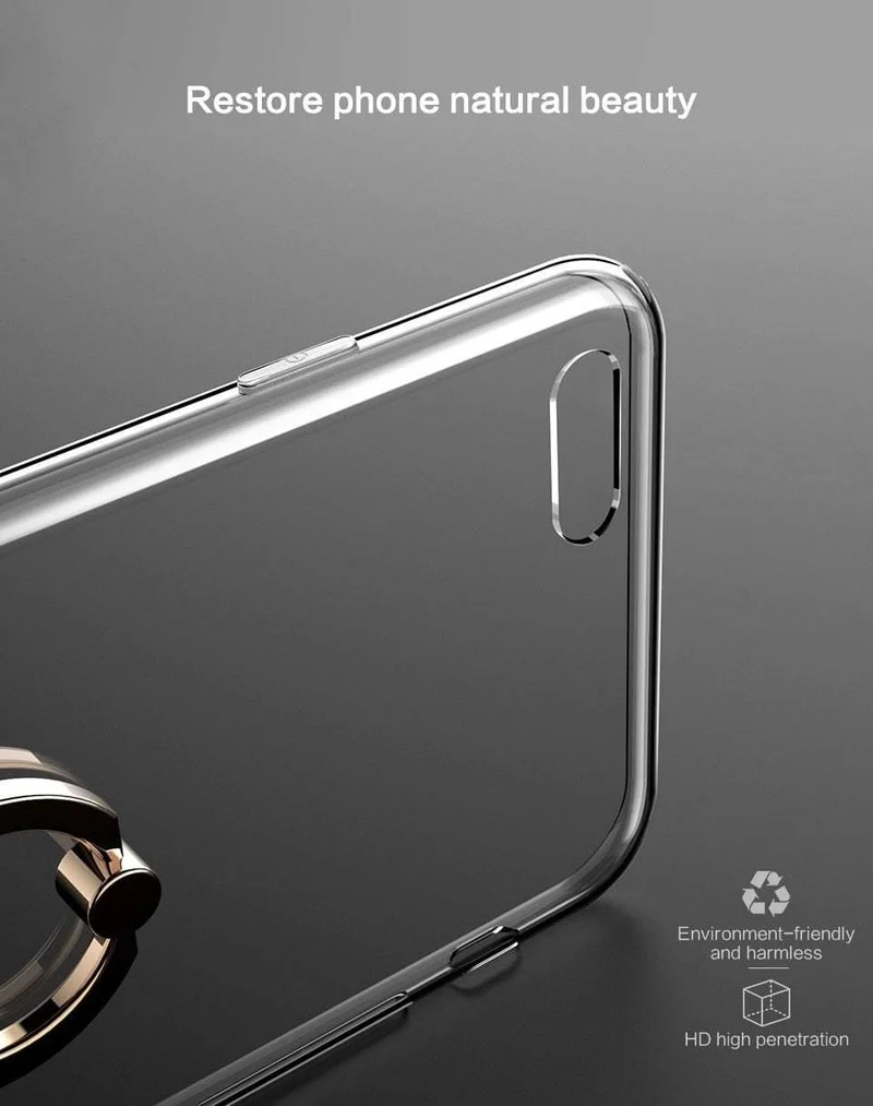 PZOZ Ringhalterhülle für iPhone X 6 6s 7 8 Plus 7P 8P Luxus-Silikon-Mobiltelefon-Schutzhülle Weiche TPU-Rückseiten-Abdeckungsschale