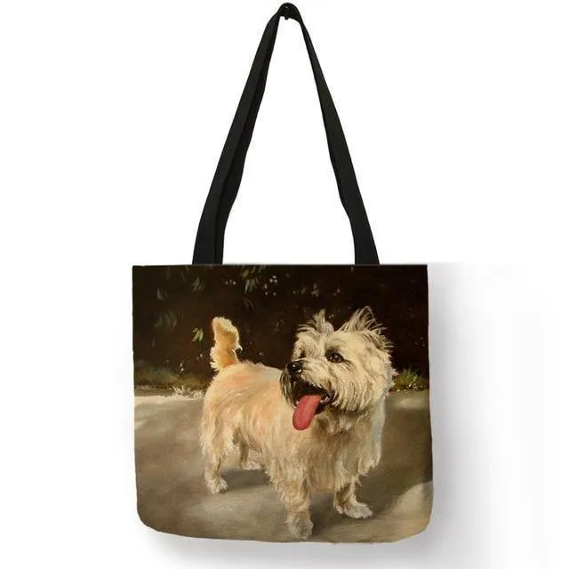 Design Westie Dog Painting Handtasche für Frauen Shopping Reisetaschen Große Kapazität Eco Leinen Tote Bag Dropshipping