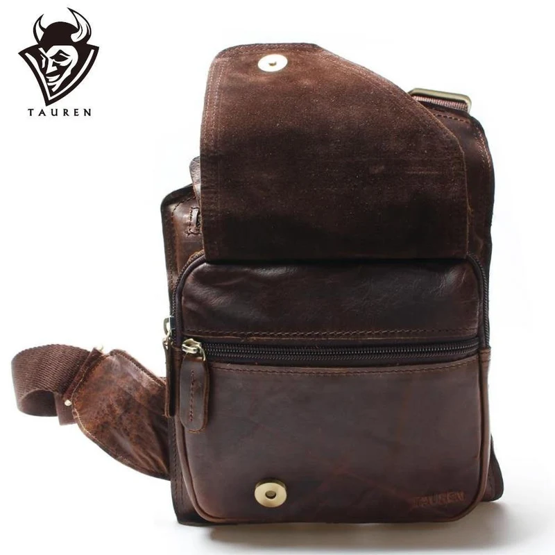 Vintage Casual Crazy Horse Leder Echtes Rindsleder Männer Brust Tasche Kleine Messenger Taschen Für Mann Schulter Taschen