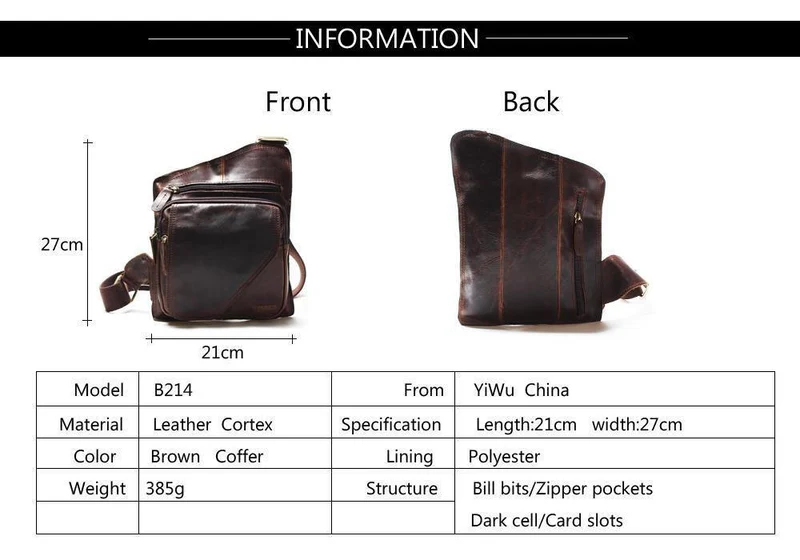 Vintage Casual Crazy Horse Leder Echtes Rindsleder Männer Brust Tasche Kleine Messenger Taschen Für Mann Schulter Taschen