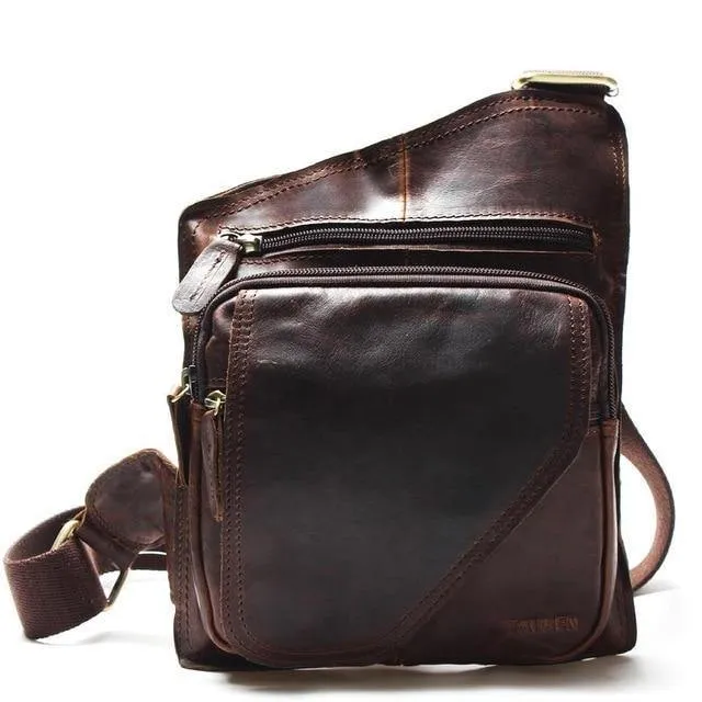 Vintage Casual Crazy Horse Leder Echtes Rindsleder Männer Brust Tasche Kleine Messenger Taschen Für Mann Schulter Taschen