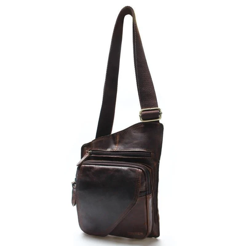 Vintage Casual Crazy Horse Leder Echtes Rindsleder Männer Brust Tasche Kleine Messenger Taschen Für Mann Schulter Taschen