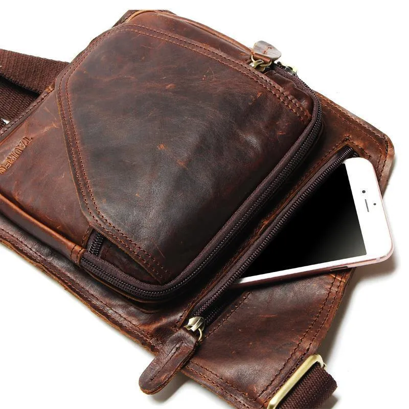 Vintage Casual Crazy Horse Leder Echtes Rindsleder Männer Brust Tasche Kleine Messenger Taschen Für Mann Schulter Taschen