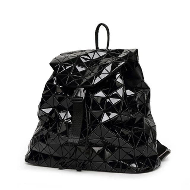 Frauen Rucksack Diamant Gitter Geometrie Gesteppte Schultasche Rucksäcke Für Teenager Mädchen Leuchtende Schultaschen Holographische Mochila