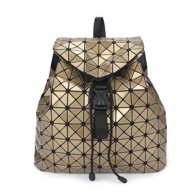 Frauen Rucksack Diamant Gitter Geometrie Gesteppte Schultasche Rucksäcke Für Teenager Mädchen Leuchtende Schultaschen Holographische Mochila