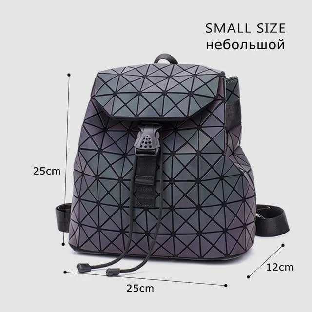 Frauen Rucksack Diamant Gitter Geometrie Gesteppte Schultasche Rucksäcke Für Teenager Mädchen Leuchtende Schultaschen Holographische Mochila