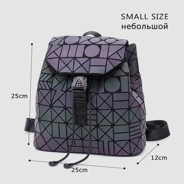 Frauen Rucksack Diamant Gitter Geometrie Gesteppte Schultasche Rucksäcke Für Teenager Mädchen Leuchtende Schultaschen Holographische Mochila