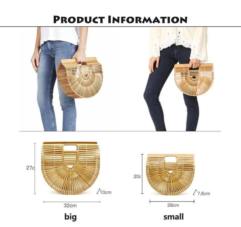Reise-/Urlaubstasche, Bambus-Handtasche für Damen, Damen-Handtasche, handgefertigt, gewebte Stroh-Strandtasche, Sommer-Damen-Geldbörse