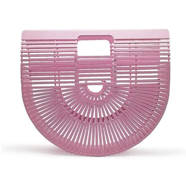 Reise-/Urlaubstasche, Bambus-Handtasche für Damen, Damen-Handtasche, handgefertigt, gewebte Stroh-Strandtasche, Sommer-Damen-Geldbörse