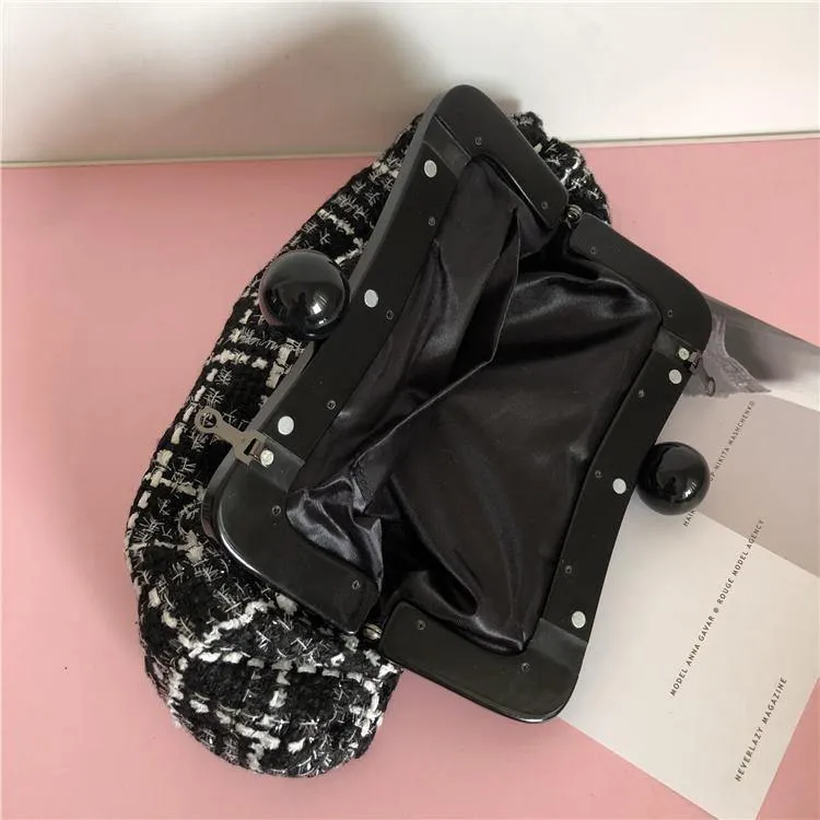 Handtaschen-Schultertaschen-Clip, Abendkupplungen, Acryl-Clip, Umhängetasche, Reißverschluss und Haspe, Einkaufstasche, Kette, Party, Hochzeit