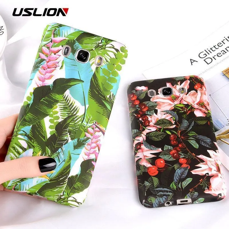 USLION Flower Phone Case for Samsung Galaxy S9 S8 Plus S7 Edge Note 9 8 A8 A6 A7 A5 A3 J7 J5 J3 J2 Prime Cover Hard PC Cases